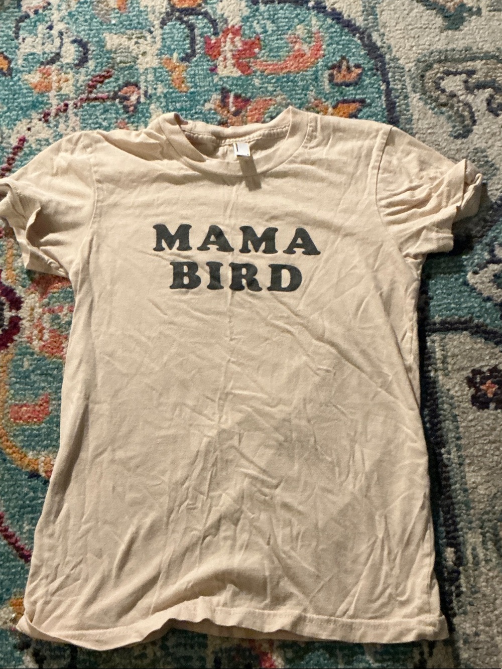 Cream 'MAMA BIRD' Short Sleeve Tee